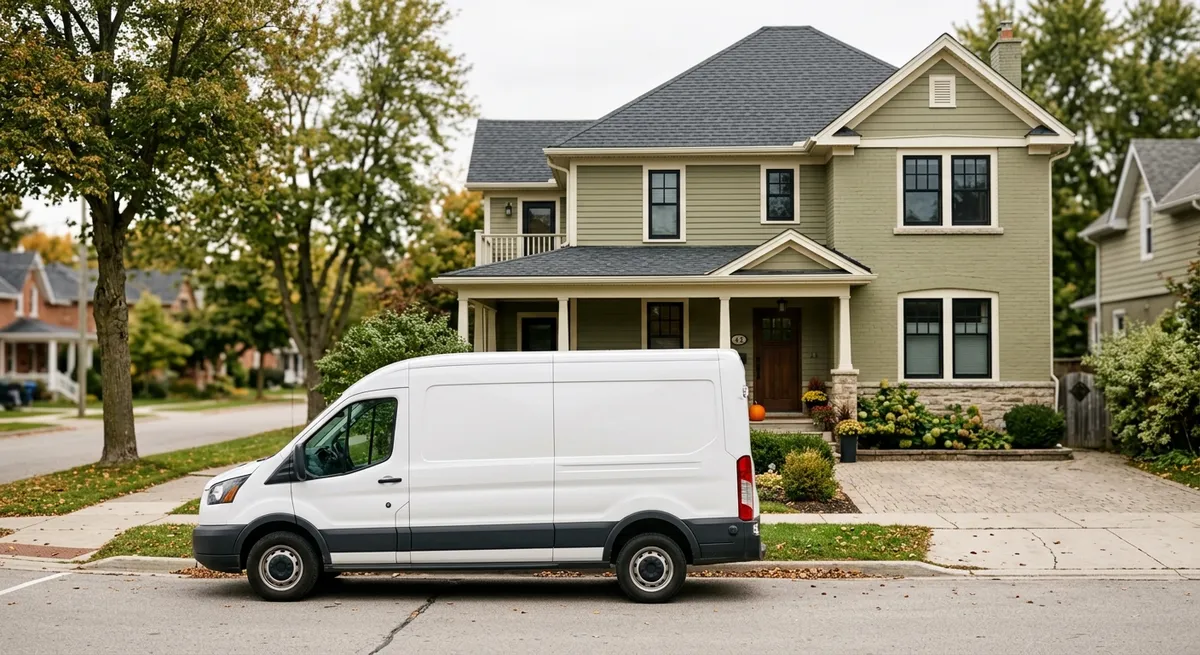 Check Pest Control service van and technician in Orillia, Ontario